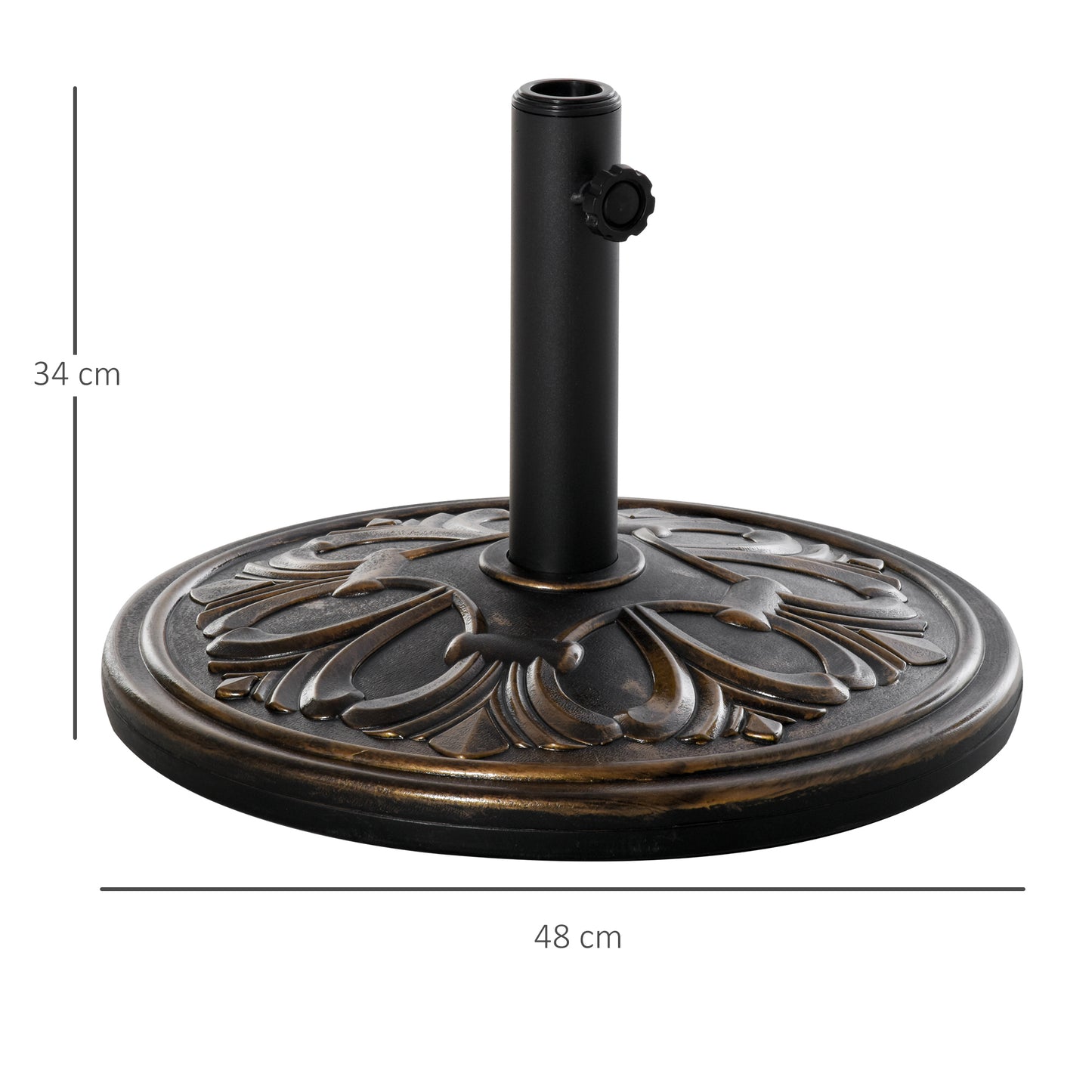 Outsunny Base de Sombrilla Peso 13 kg Soporte para Parasol Redondo de HDPE y Cemento para Poste de Paraguas de Ø35/38/48 mm para Terraza Patio Jardín Playa Ø48x34 cm Bronce