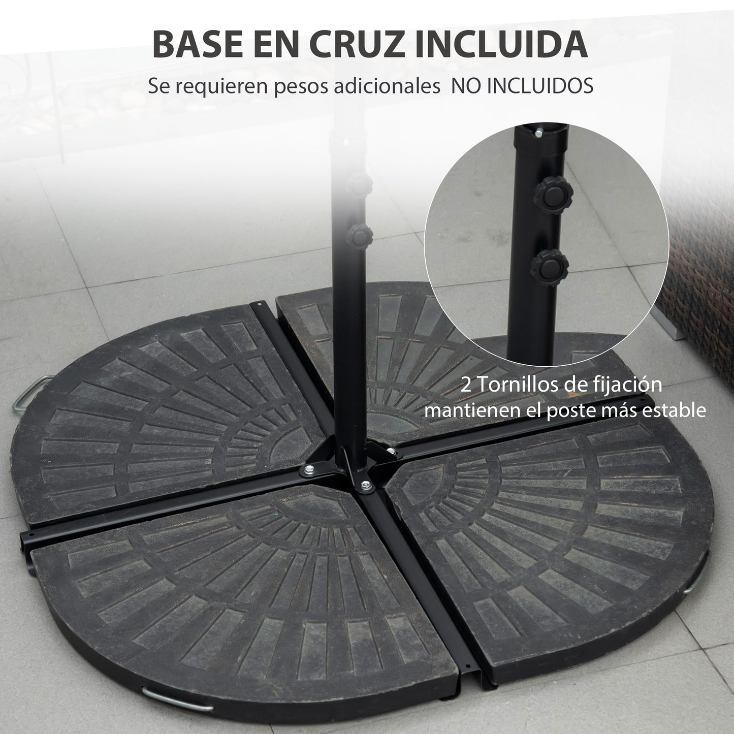 Outsunny Sombrilla de Jardín Ø256x245 cm Parasol Excéntrico Rotación de 360° con Apertura Manual y Base Cruzada para Patio Terraza Exterior Beige