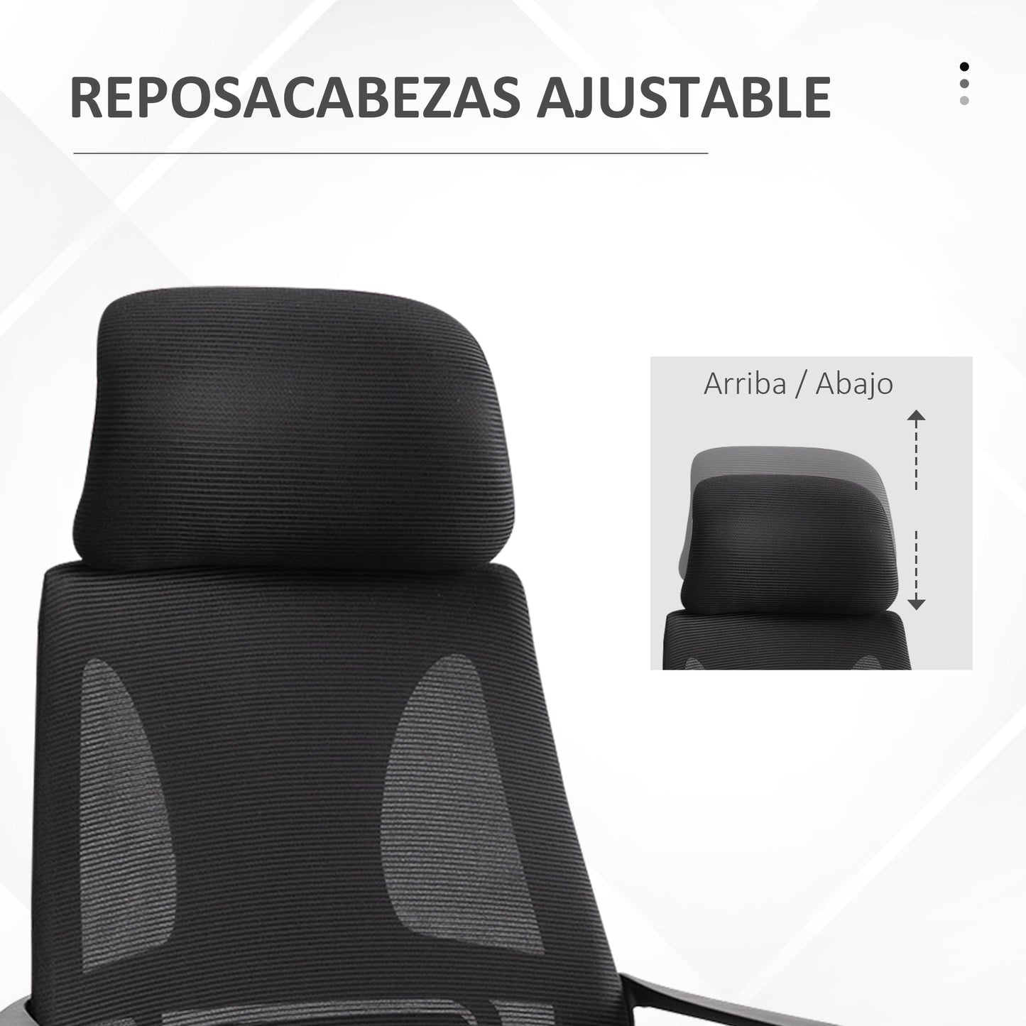 Vinsetto Silla de Oficina Silla de Escritorio Ajustable con Respaldo Reposabrazos Reposacabezas Ruedas y Función Basculante Carga 120 kg 64x55x116-126 cm Negro