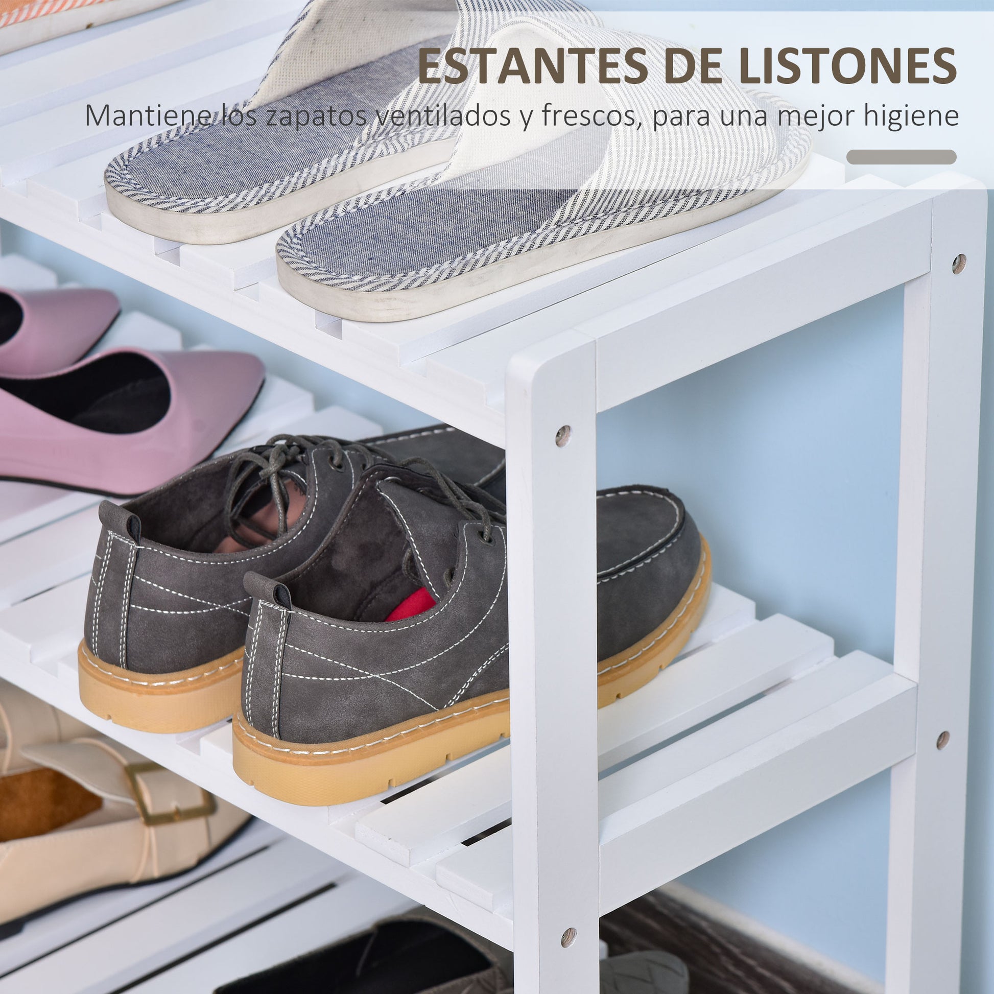 HOMCOM estante zapatero de madera estantería para zapatos con 11 estantes  abiertos para 18 pares de