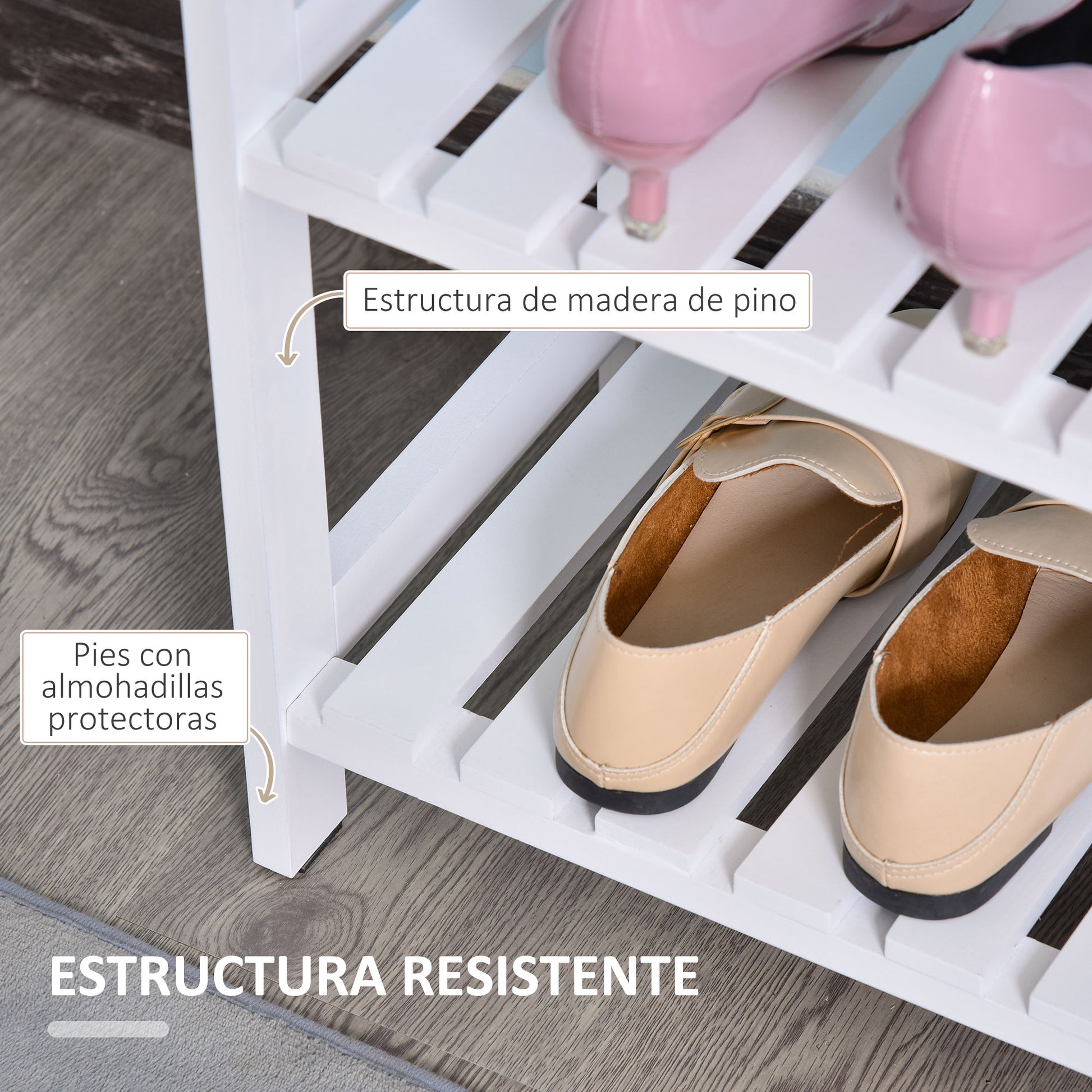 HOMCOM Estante Zapatero de Madera Estantería para Zapatos con 11 Estantes  Abiertos para 18 Pares de Zapatos y Armario con Cerradura para Pasillo