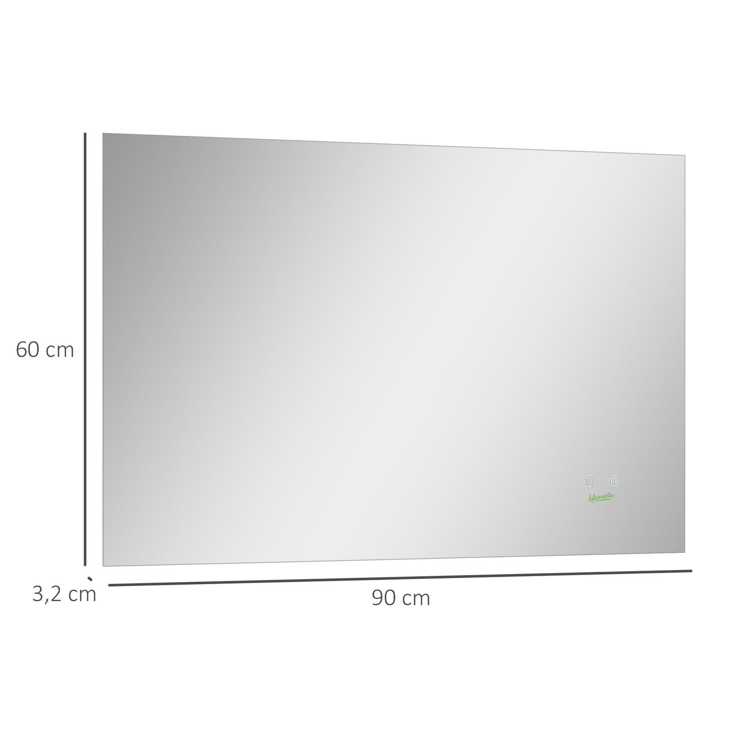 kleankin Espejo de Baño con Luz LED Espejo de Pared Antivaho 90x60 cm Interruptor Táctil 3 Luces Ajustable Función de Memoria y Marco de Aluminio Suspensión Vertical u Horizontal Plata