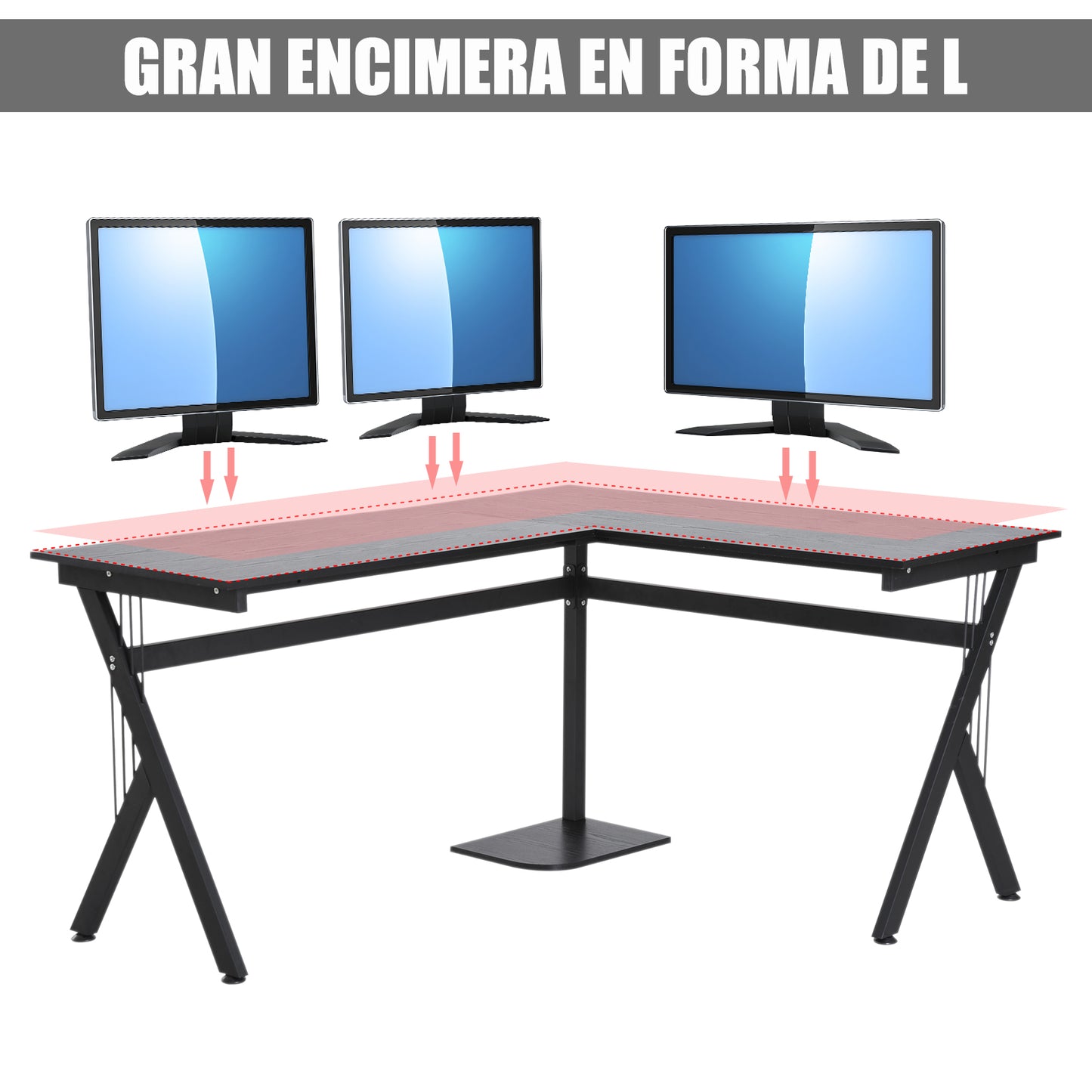 HOMCOM Mesa de Ordenador PC de Tabla de Madera Mesa Esquinera de Angulo para Oficina Dormitorio Hogar Escuela