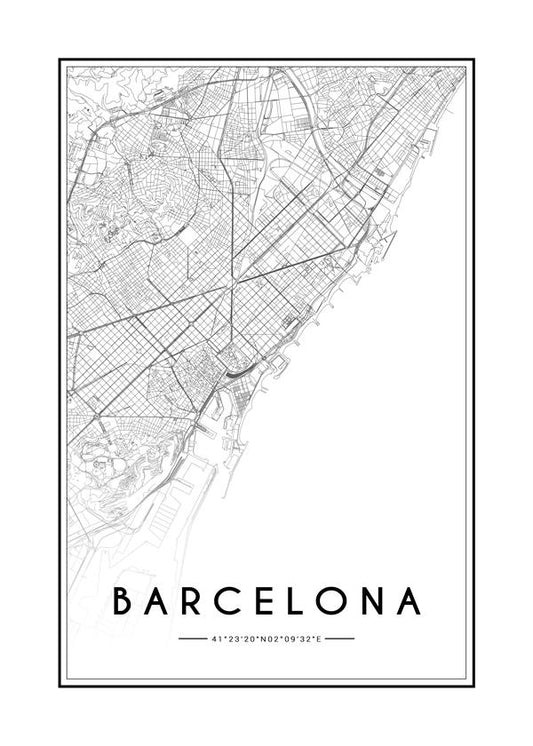 Lámina Bcn City 50 x 70 cm Marco negro - Hannun