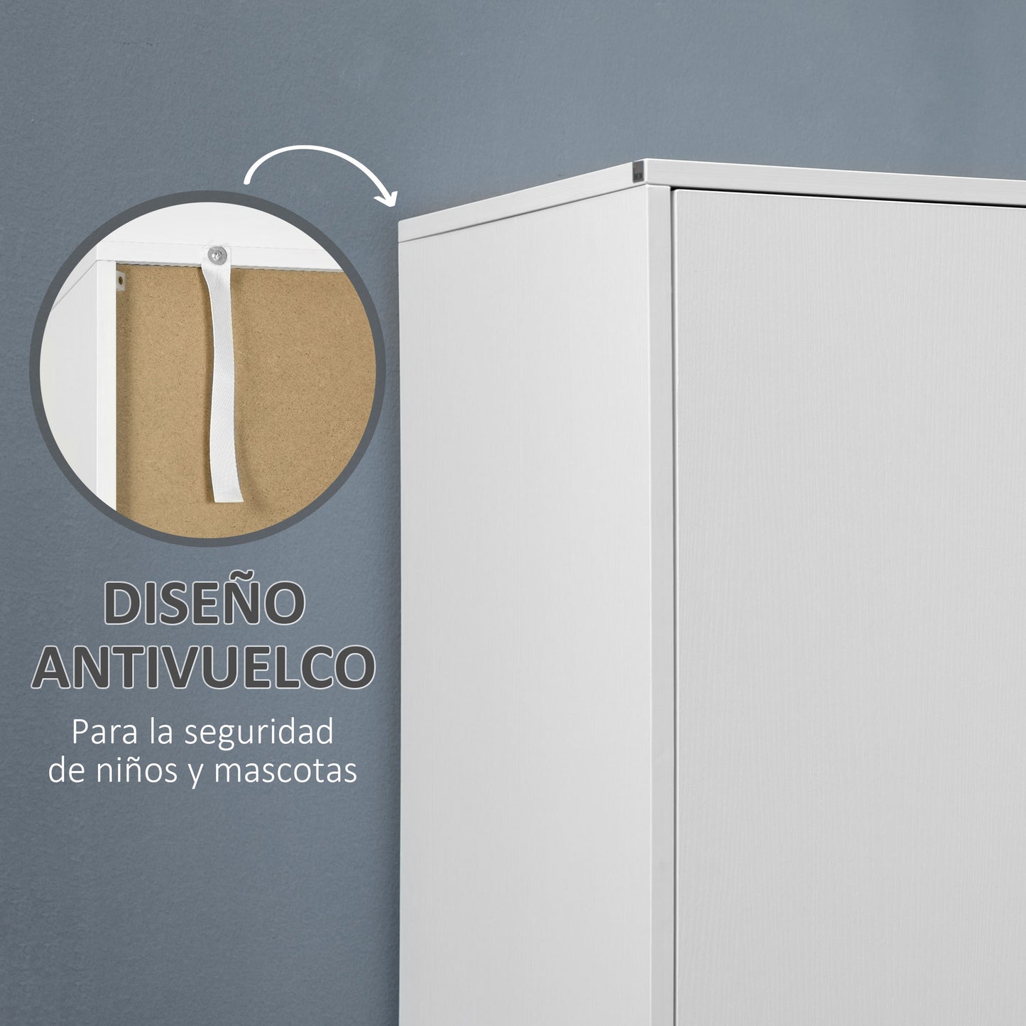 HOMCOM Armario Ropero de Madera Armario de Ropa con 2 Puertas 2 Cajones y 1 Barra para Colgar Estilo Moderno para Dormitorio 80x50x180 cm Blanco y Roble