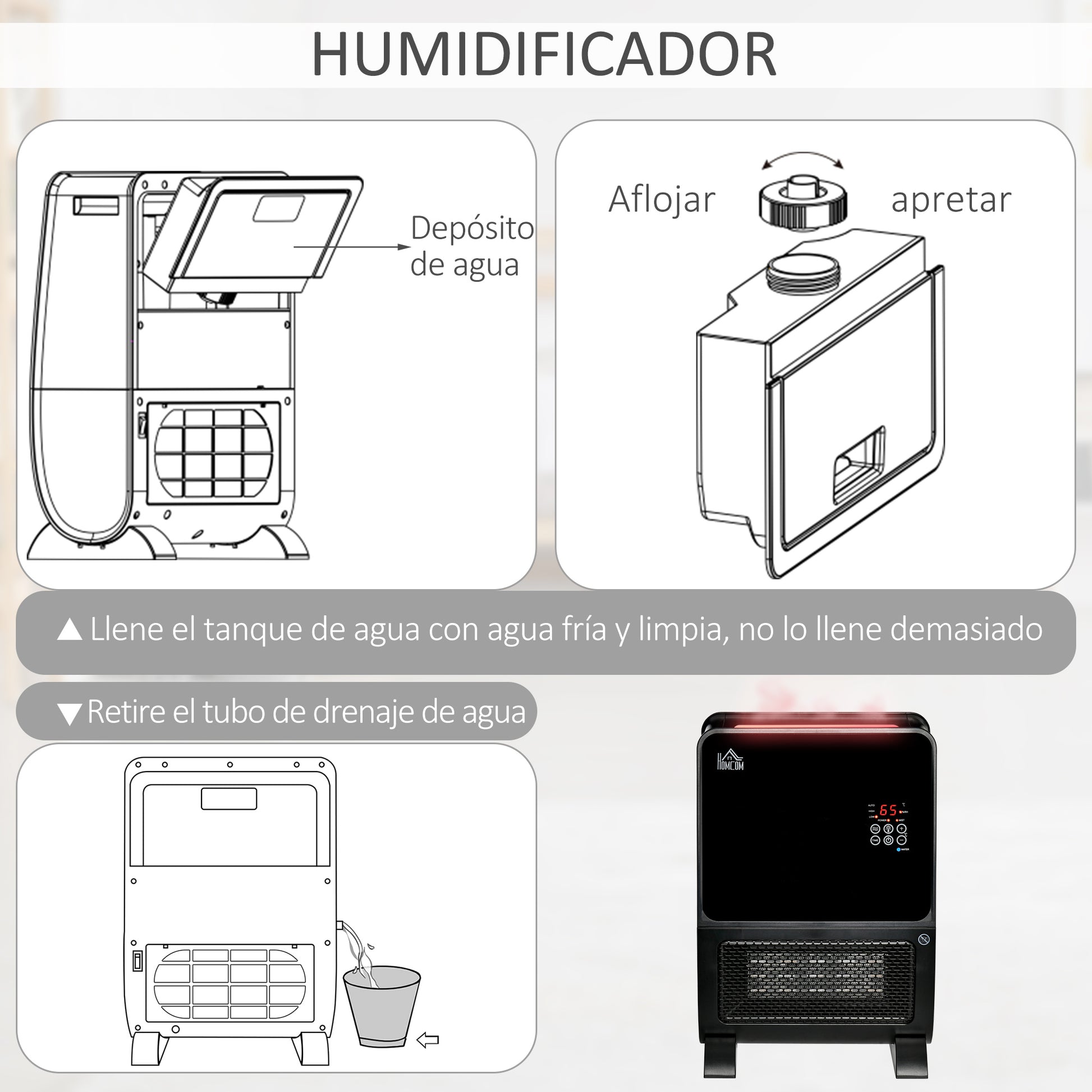 HomCom Calefactor cerámico con humidificador desde 59,99 €