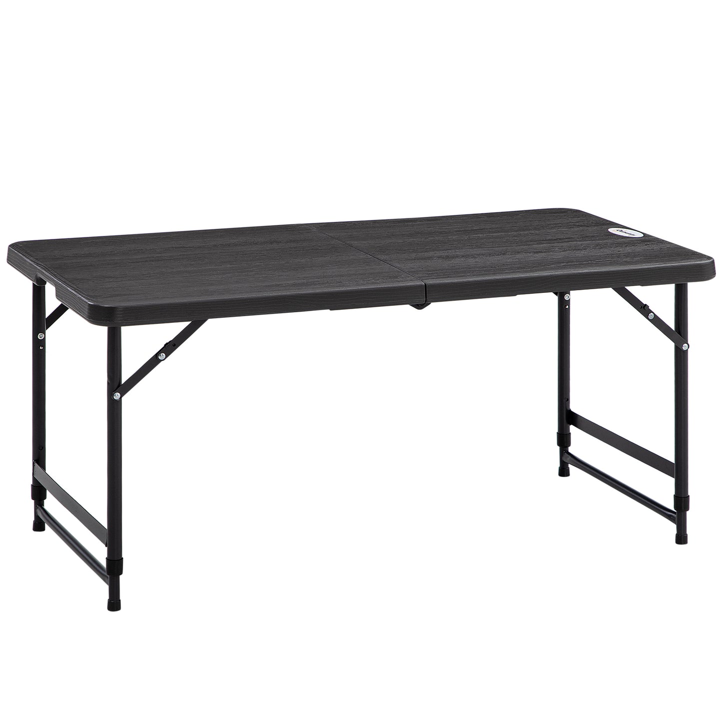 Outsunny Mesa de Jardín Rectangular Plegable Mesa de Comedor Exterior para 4 Personas con Altura Ajustable y Marco de Acero para Patio Terraza Balcón 118x60x56-74 cm Gris Oscuro