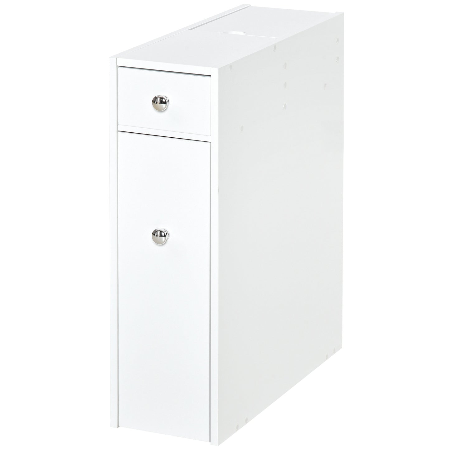 HOMCOM Armario Auxiliar de Baño Mueble de Baño Estrecho con 2 Cajones y Compartimiento Superior con Tapa para Lavabo Ducha 17x48x58 cm Blanco