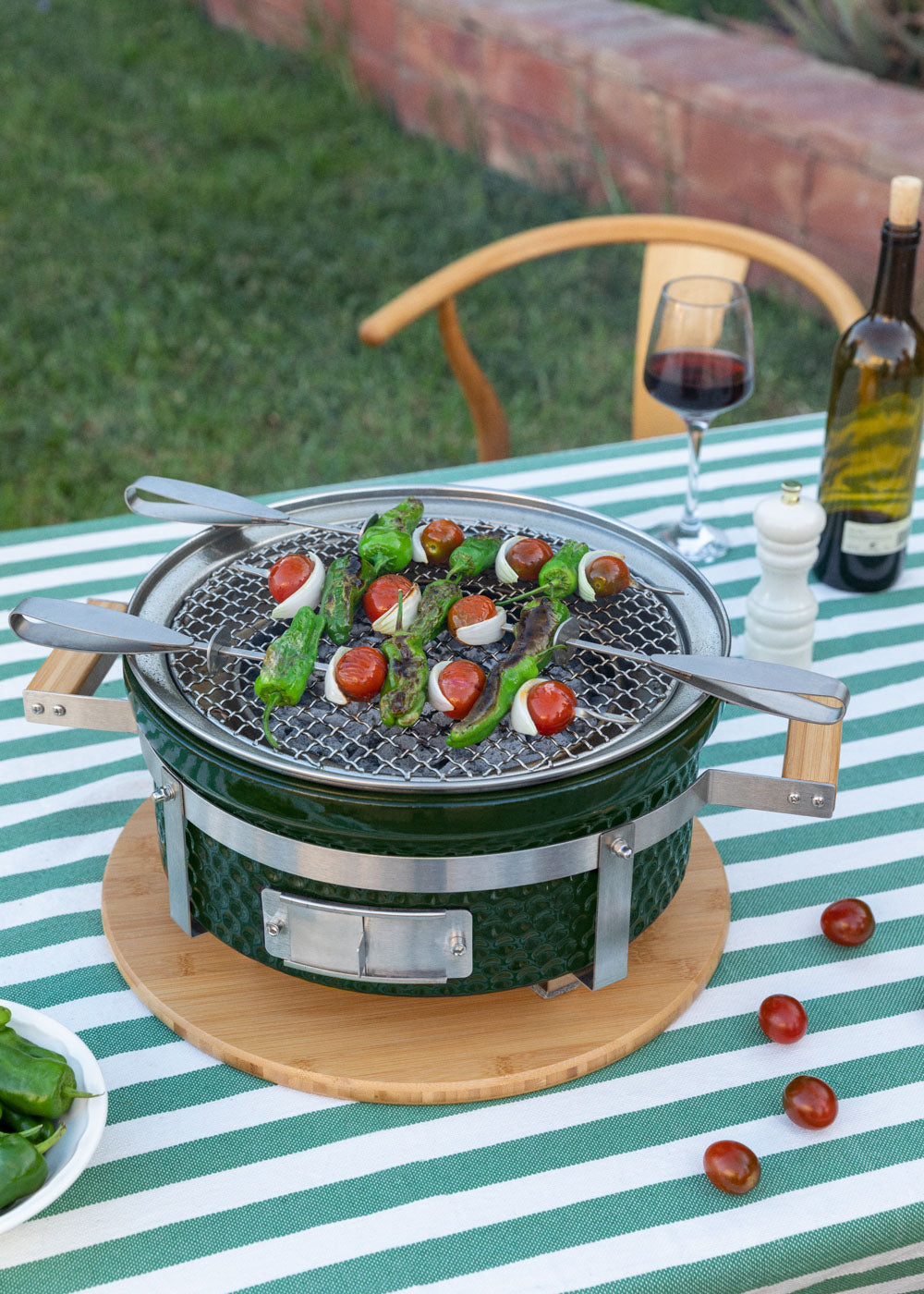 BBQ KAMADO HIBACHI - Barbacoa redonda con grill y plancha