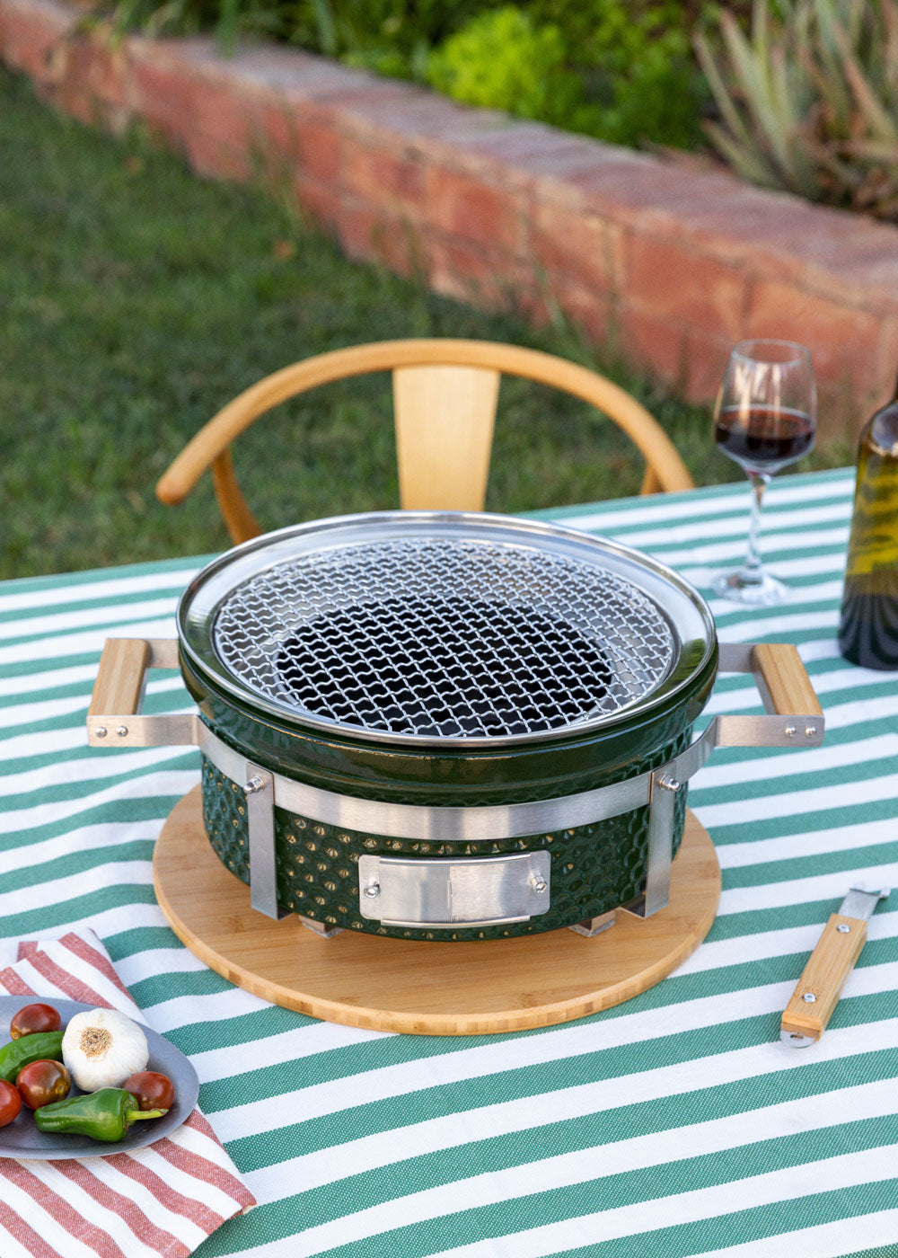 BBQ KAMADO HIBACHI - Barbacoa redonda con grill y plancha