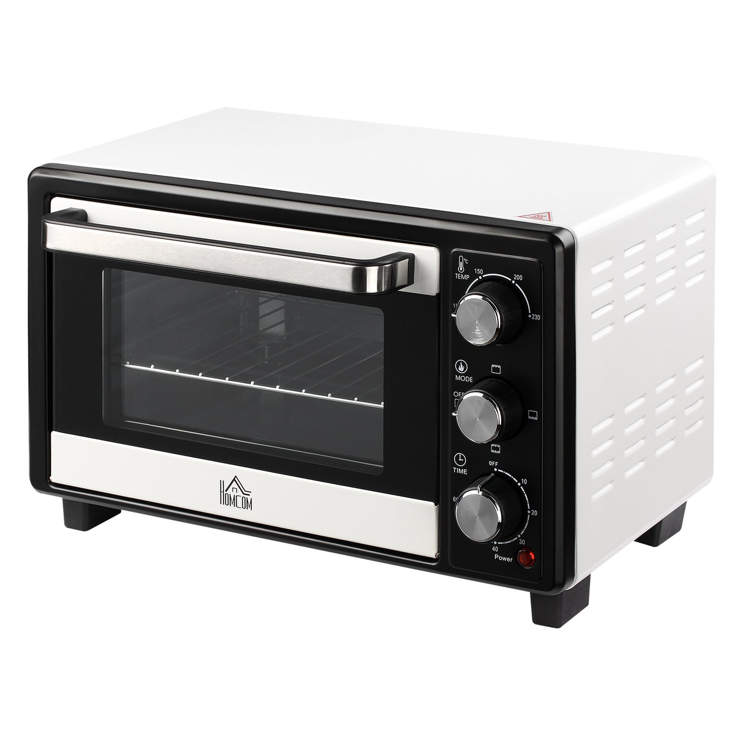 HOMCOM Horno Eléctrico de Sobremesa 16L 1400W Horno Portátil Mini Horno con 3 Modos de Calor Temperatura hasta 230 ℃ Temporizador Bandeja de Horneado y Rejilla 44x32x28,1 cm Blanco y Negro