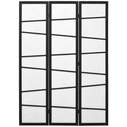 HOMCOM Biombo de 3 Paneles Divisor de Habitación Plegable 120x170 cm Separador de Ambientes de Madera Decoración para Oficina Dormitorio Salón Negro y Blanco