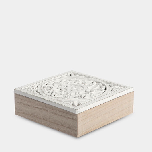 Caja decorativa cuadrada en blanco vintage Katas -  Klast