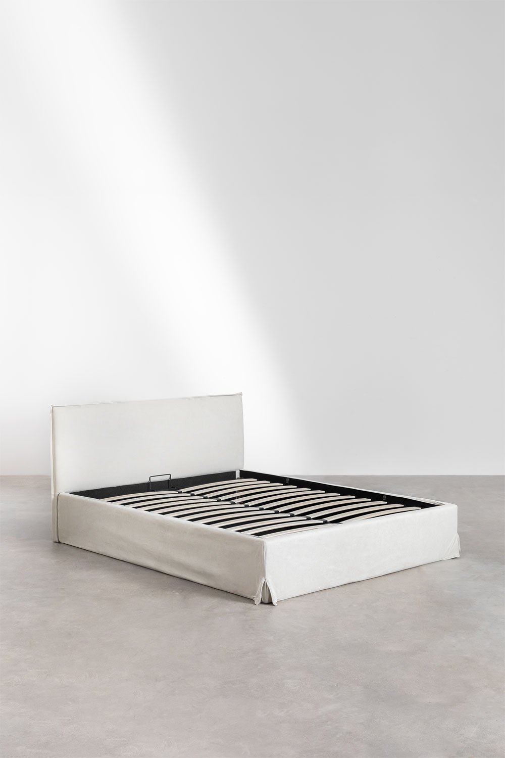 Cama con Canapé Abatible Lorea 150 x 200 cm Blanco Roto -  SKLUM