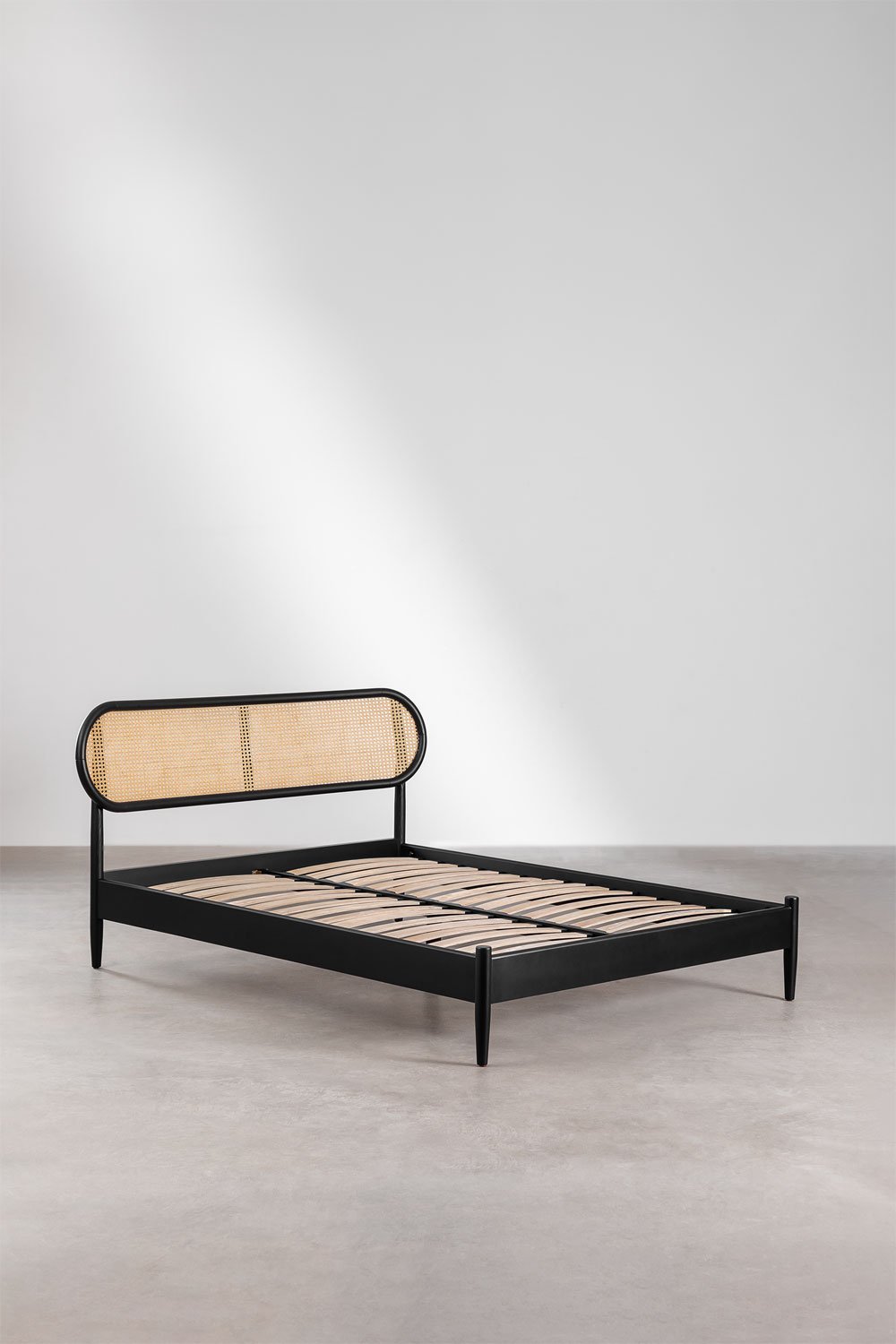 Cama en Madera Fraser 150 x 200 cm Negro -  SKLUM