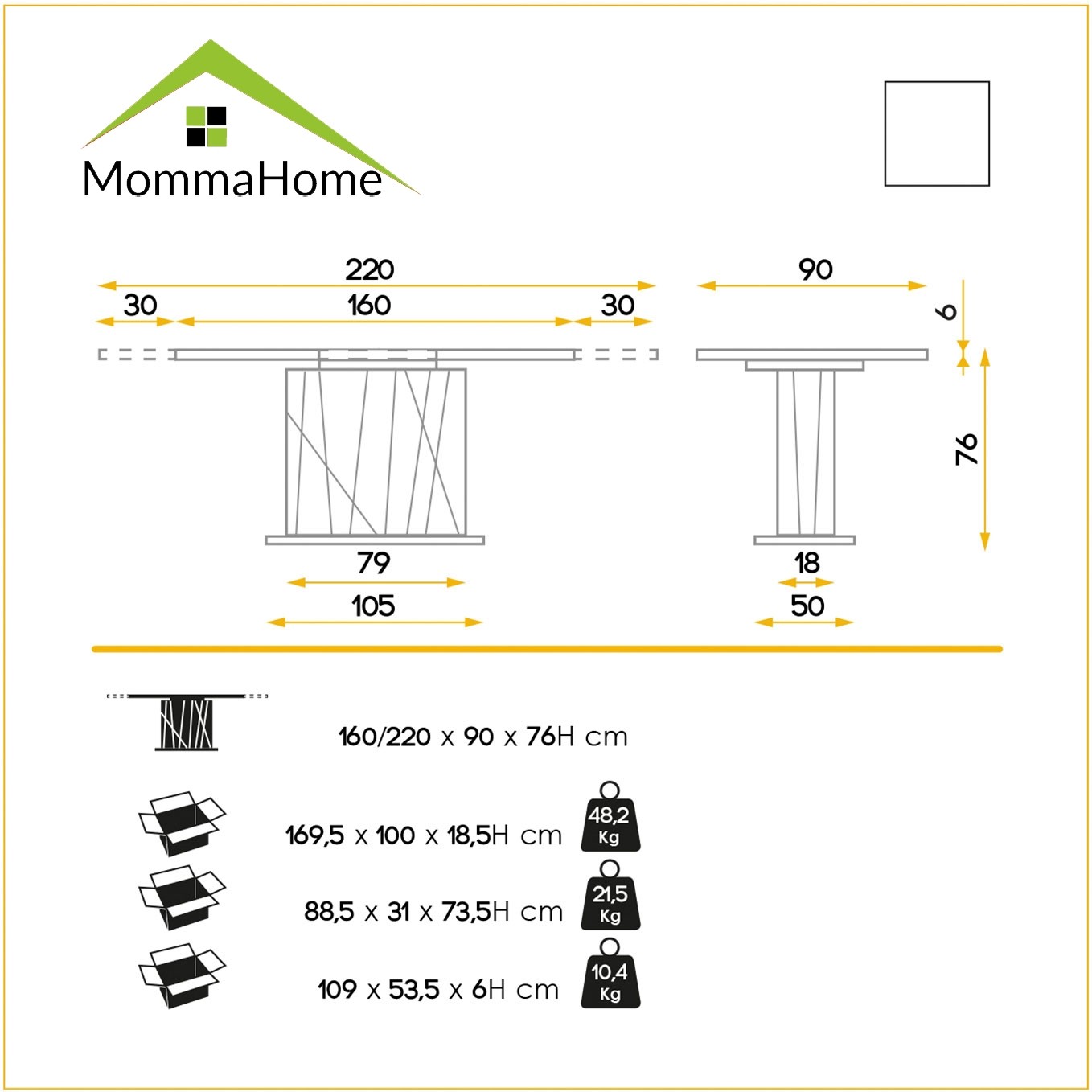 Pack mesa Ambar + sillas Milo marrón - Momma Home