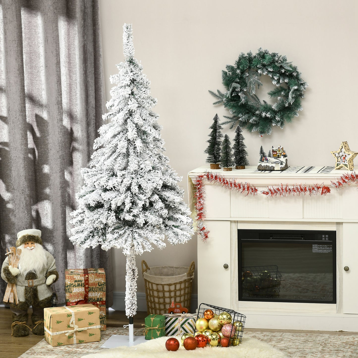 HOMCOM Árbol de Navidad Artificial Árbol de Navidad Nevado 180 cm con 290 Ramas Apertura Automática y Base de Acero Decoración para Interiores Ø72x180 cm Verde