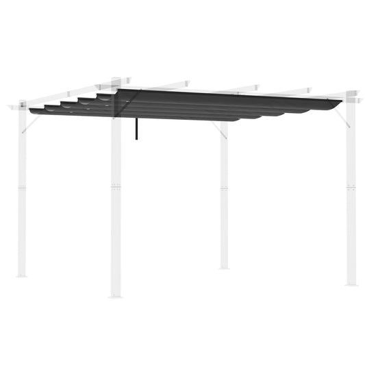 Outsunny Techo de Pérgola 2,5x2,55 m Techo de Repuesto Retráctil para Sombrilla Toldo de Tela para Cenador Jardín con 10 Orificios de Drenaje Gris Oscuro