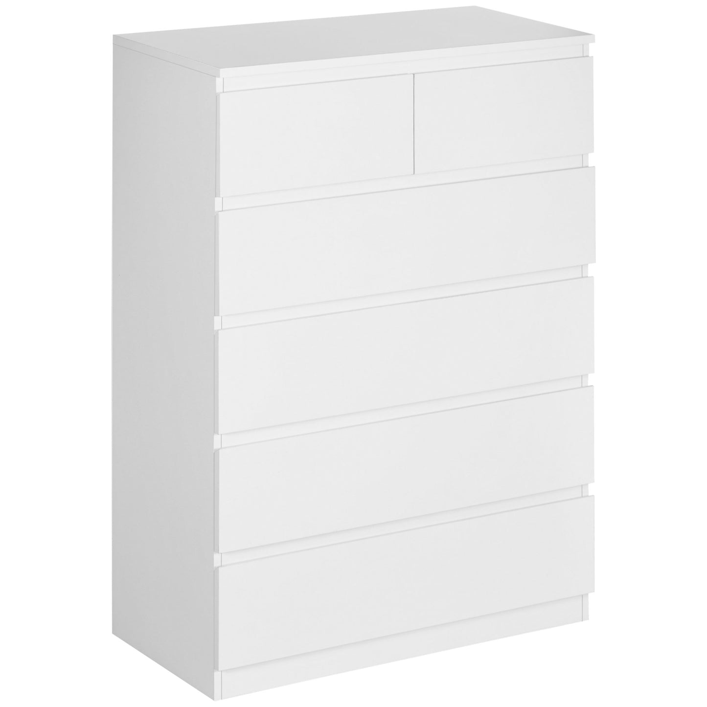 HOMCOM Cómoda Moderno con 6 Cajones Cajonera de Madera Cómoda de Dormitorio para Entrada Salón Oficina Carga 50 kg 80x39x115 cm Blanco