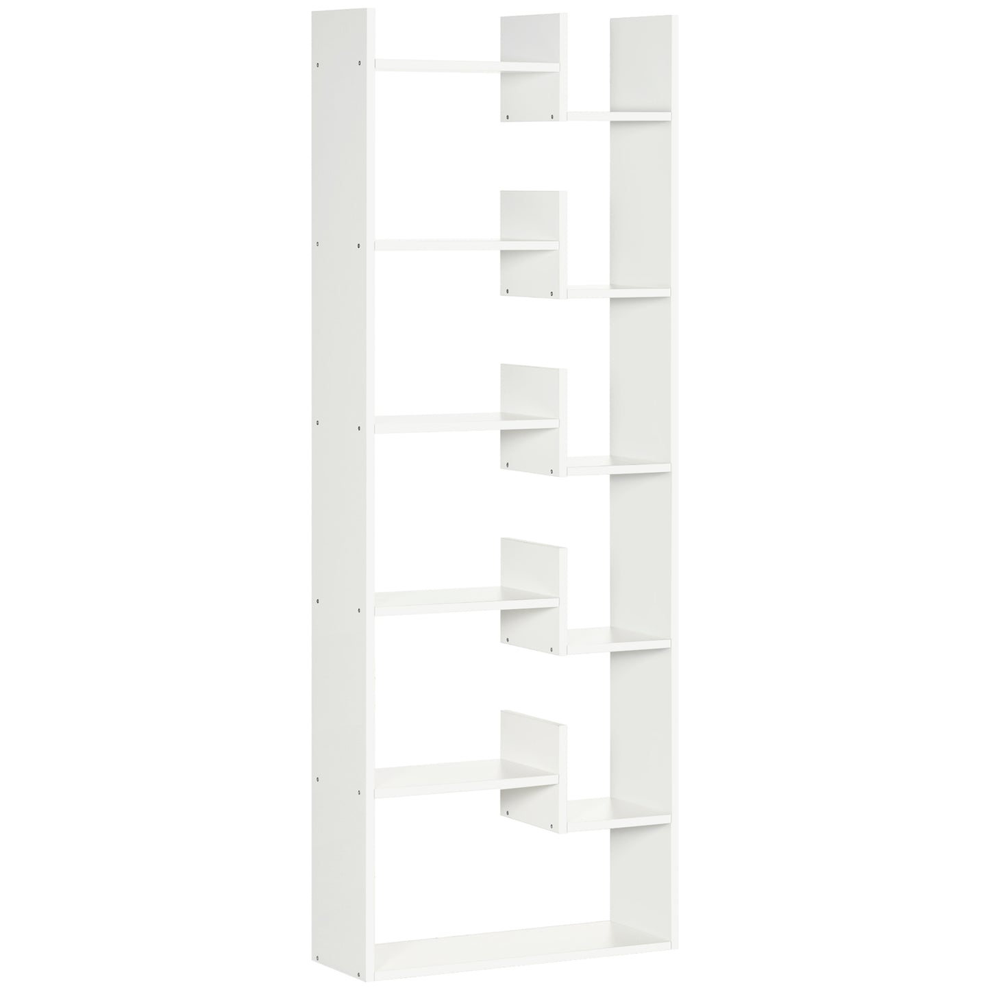 HOMCOM Estantería Librería de 6 Niveles Estantería de Madera con 11 Compartimientos Abiertos para Salón Oficina Estudio Antivuelco Carga 30 kg 61x21,6x162,6 cm Blanco