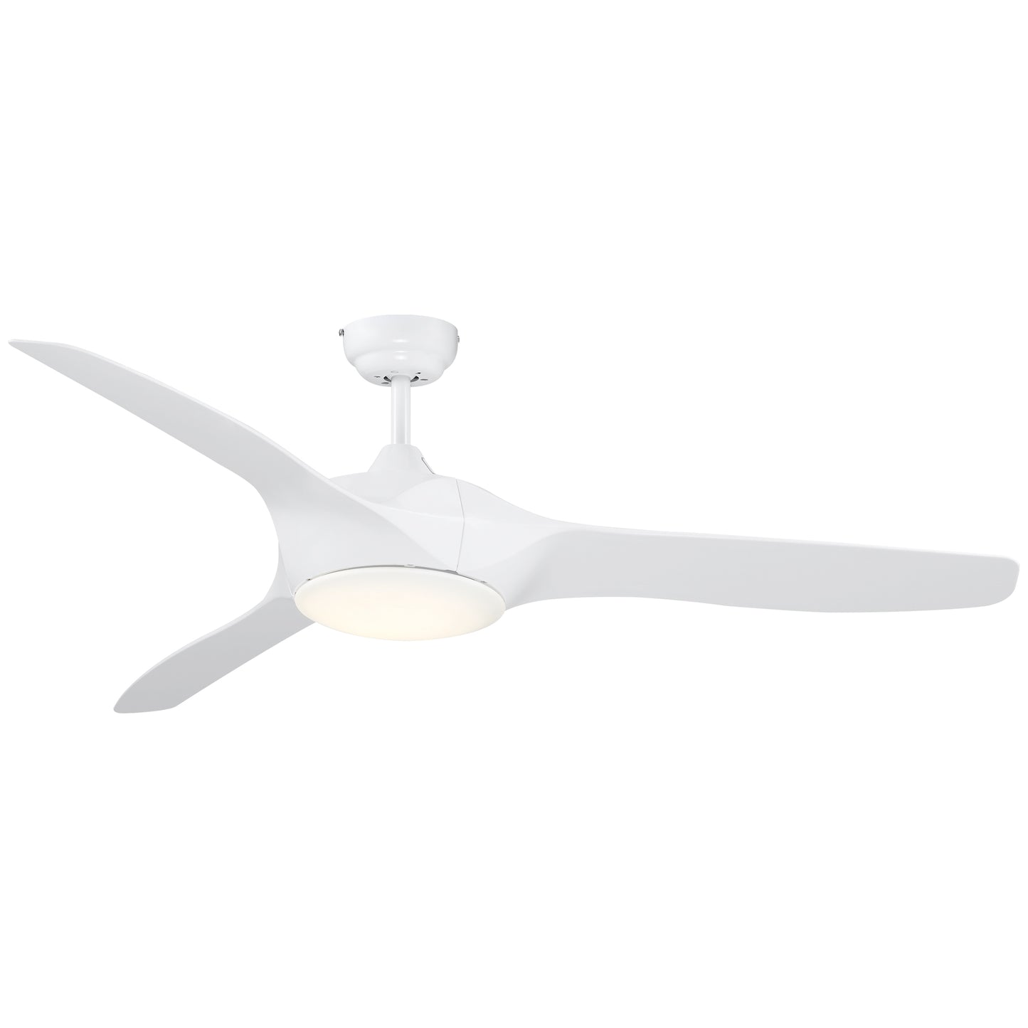 HOMCOM Ventilador de Techo con Luz LED Motor Diámetro 132 cm Mando a Distancia 3 Aspas Reversibles 6 Velocidades y Temporizador Silencioso para Dormitorio Salón Comedor Blanco