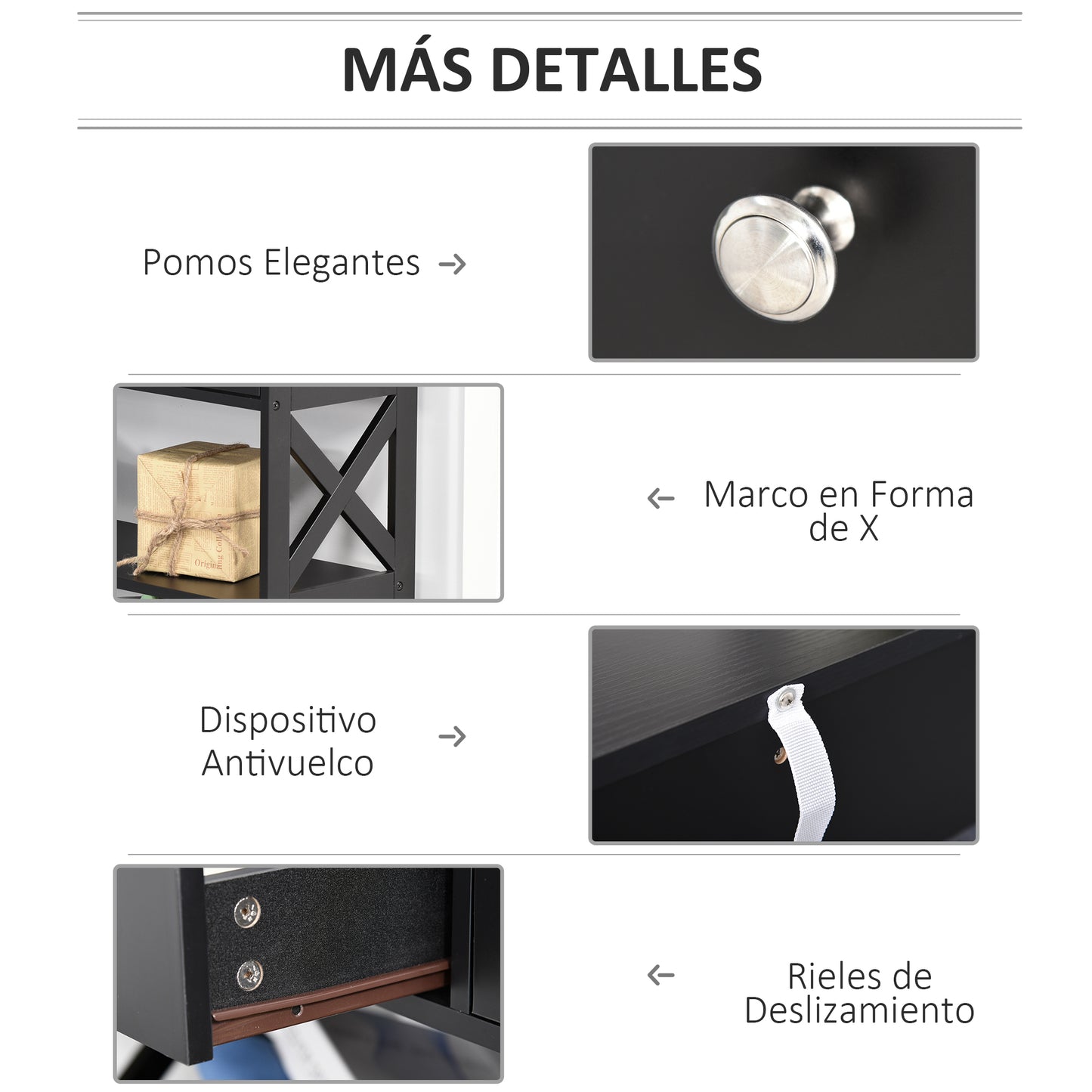 HOMCOM Mesa Consola de Entrada Recibidor con 2 Cajones y 2 Estantes Inferiores Mueble Moderno Base Elevada Antivuelco 100x30,5x80 cm Negro