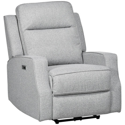 HOMCOM Sillón Relax Reclinable Eléctrico Sillón Relax de Salón con Reposabrazos Ángulo de Reclinación hasta 150°y USB Carga 136 kg Sofá Reclinable para Salón Oficina Dormitorio 84x92x104 cm Gris