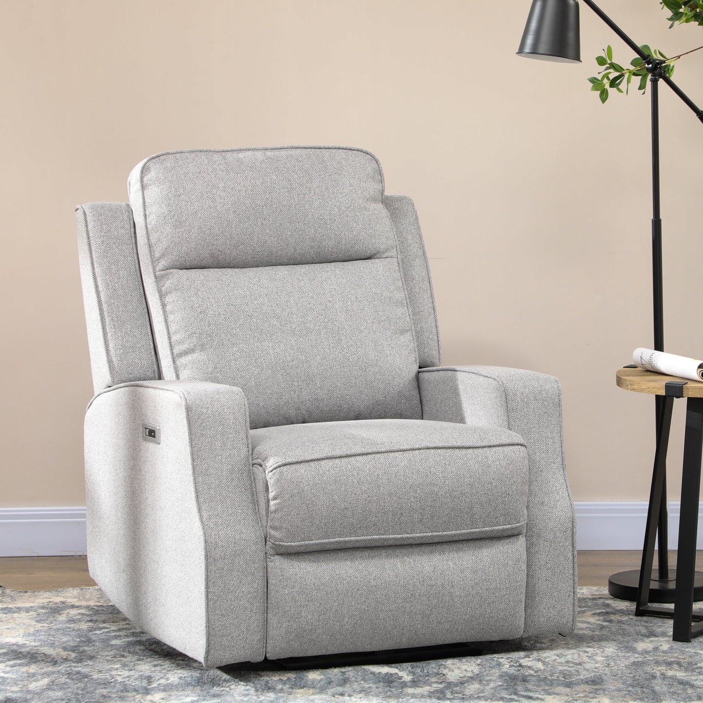 HOMCOM Sillón Relax Reclinable Eléctrico Sillón Relax de Salón con Reposabrazos Ángulo de Reclinación hasta 150°y USB Carga 136 kg Sofá Reclinable para Salón Oficina Dormitorio 84x92x104 cm Gris