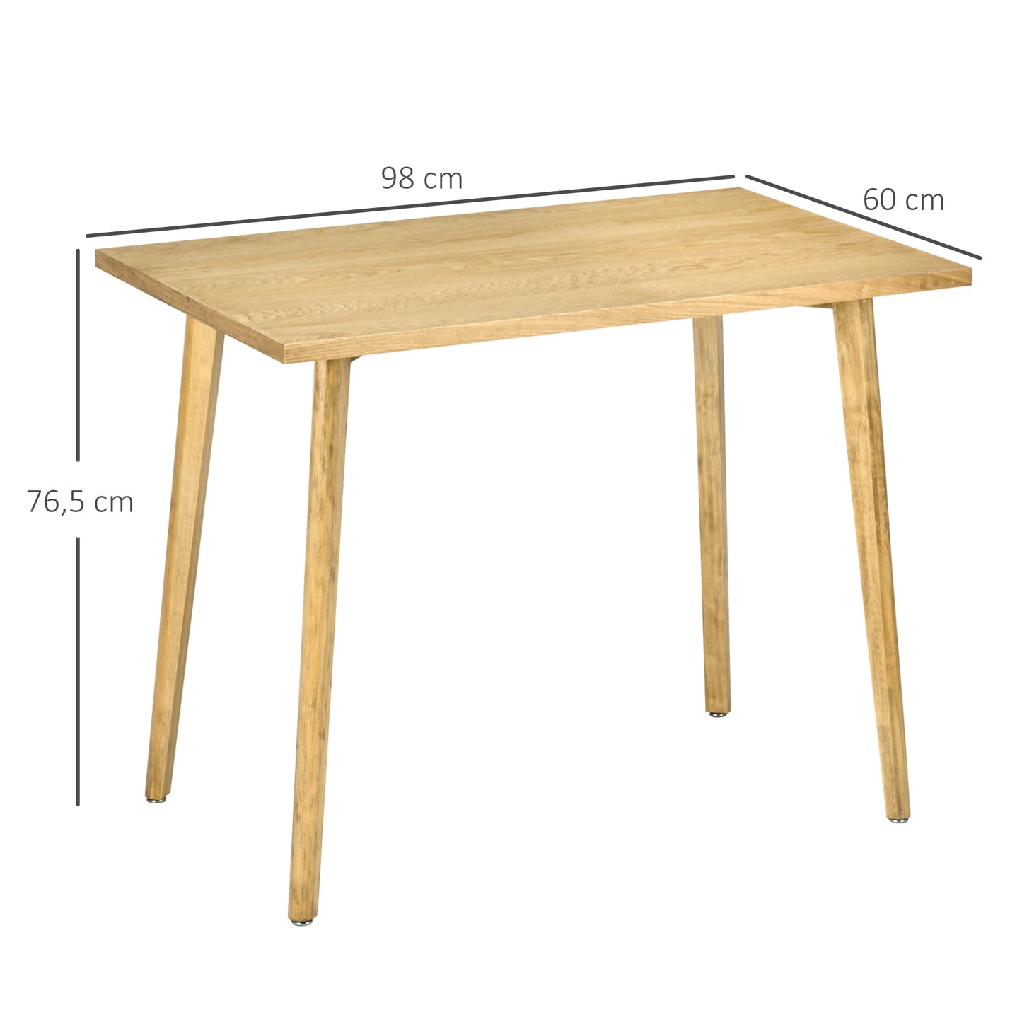 HOMCOM Mesa de Comedor Mesa de Cocina Rectangular Mesa para Salón con Patas de Madera de Pino para Oficina 98x60x76,5 cm Natural