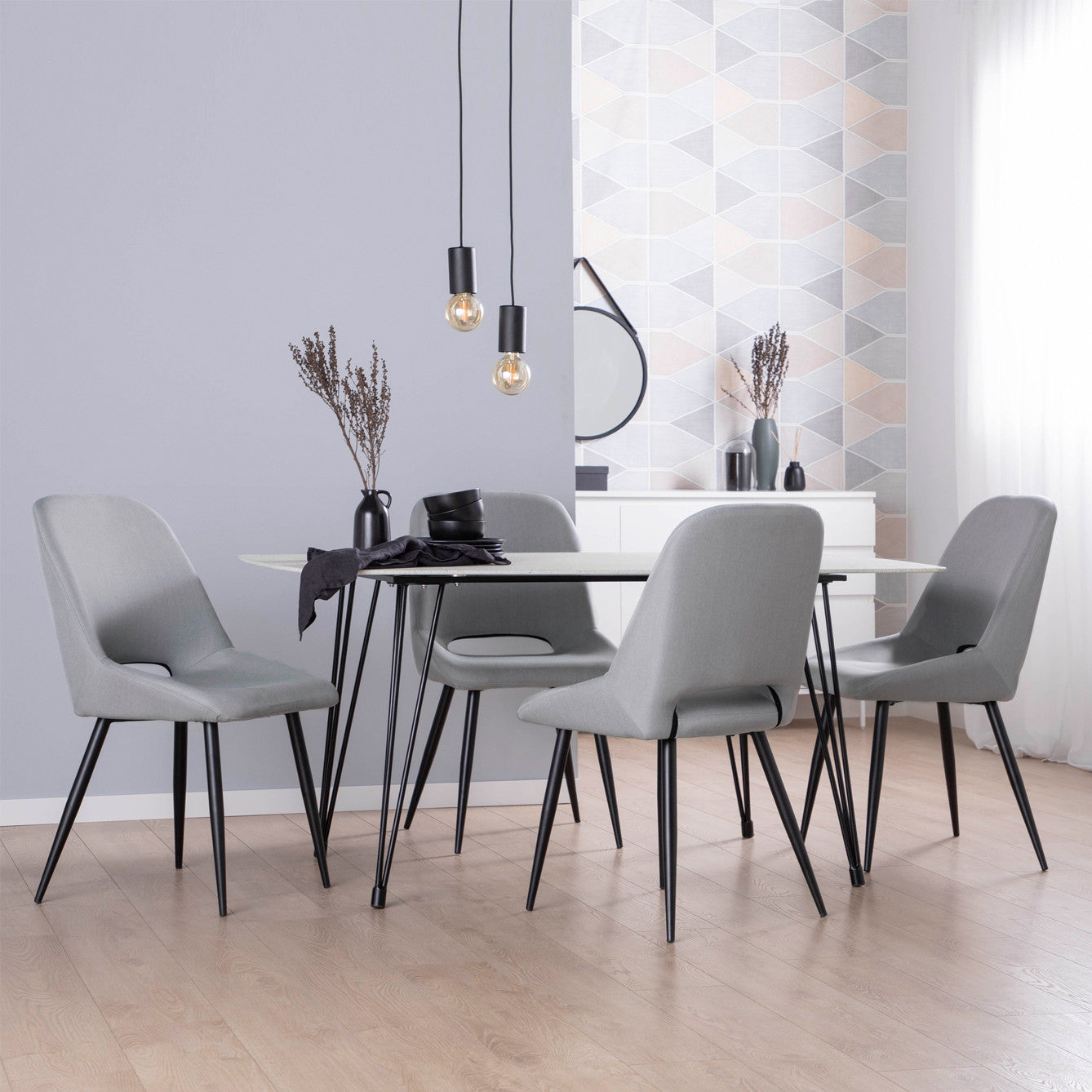 Pack 2 sillas de comedor tapizadas gris Emily -  Klast