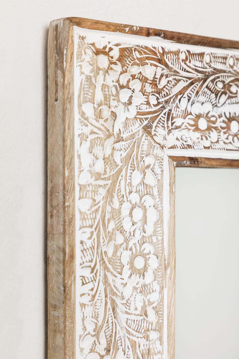 Espejo de Pared Rectangular en Madera de Mango Lindet Madera Blanca Vintage -  SKLUM