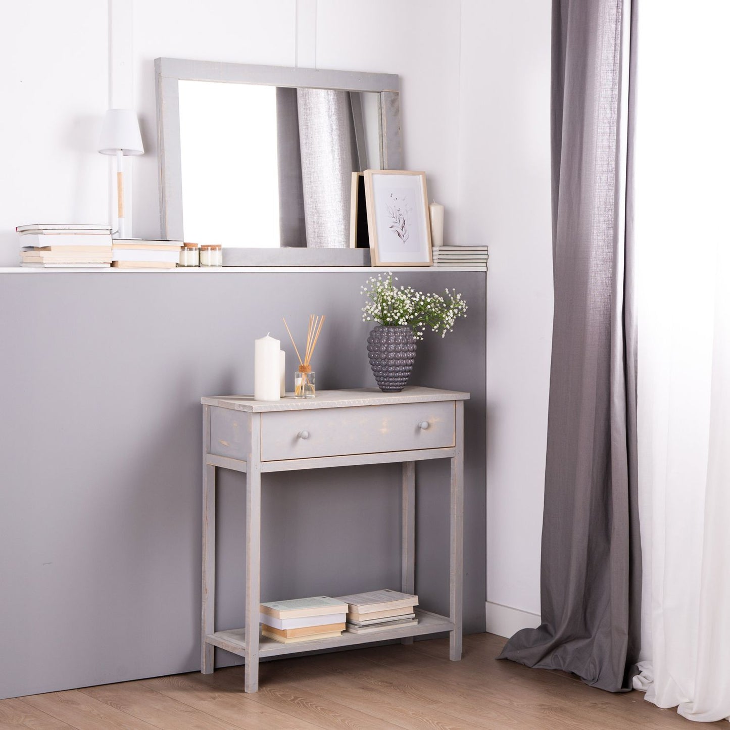 Espejo rectangular de pared 64x90 cm gris Braul -  Klast