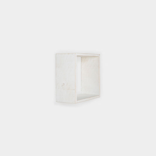 Estante de pared cubo 25x25 en madera reciclada color blanco Evan -  Klast