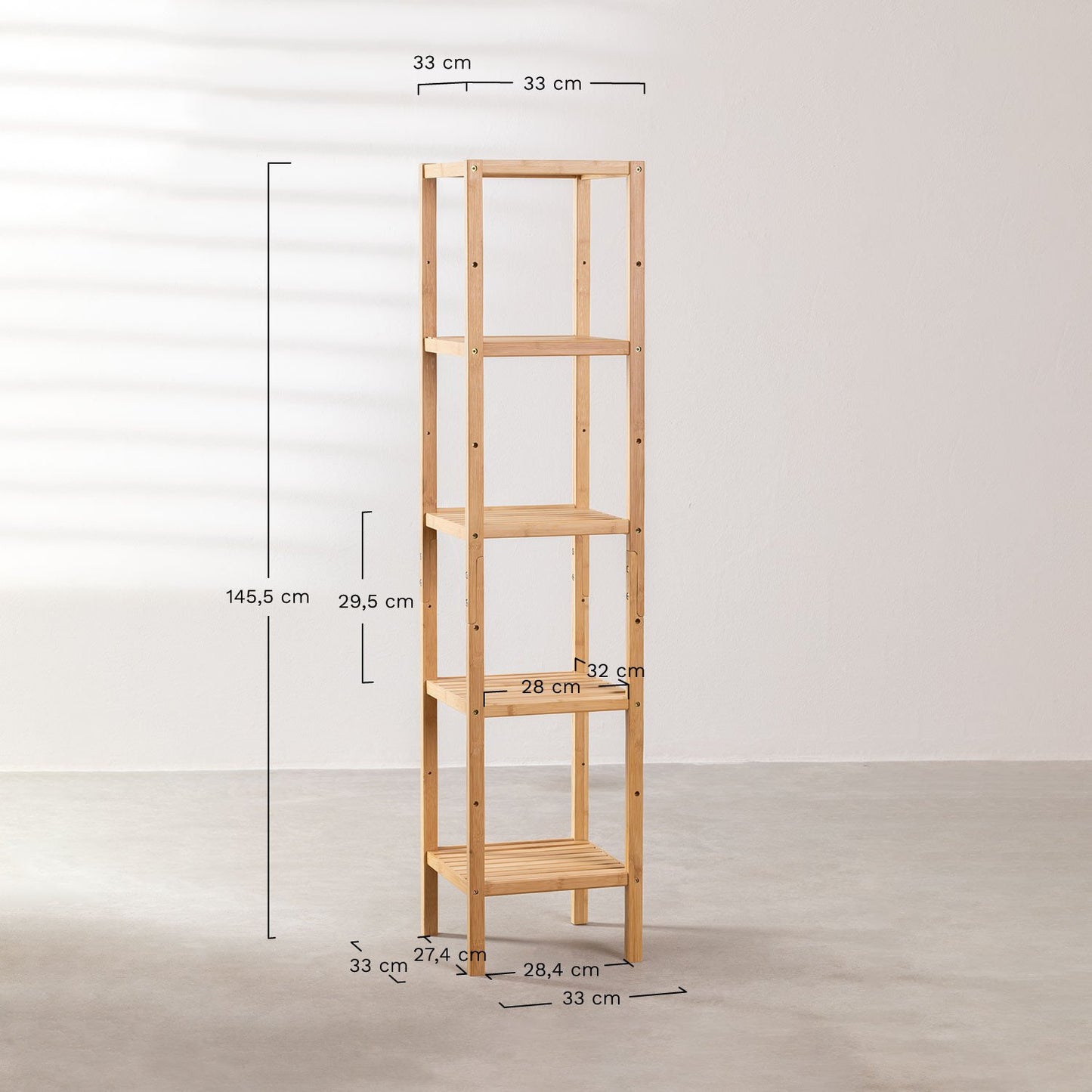 Estantería en Bambú Zarak ↑ 145,5 cm Madera Blanca -  SKLUM