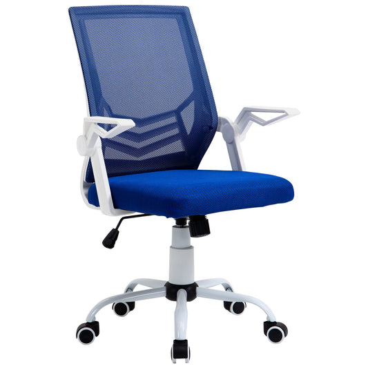 Vinsetto Silla de Oficina Ergonómica Silla Escritorio Giratoria con Altura Ajustable Reposabrazos Abatible Soporte Lumbar Transpirable para Adolescentes Adultos 62,5x55x94-104 cm Azul