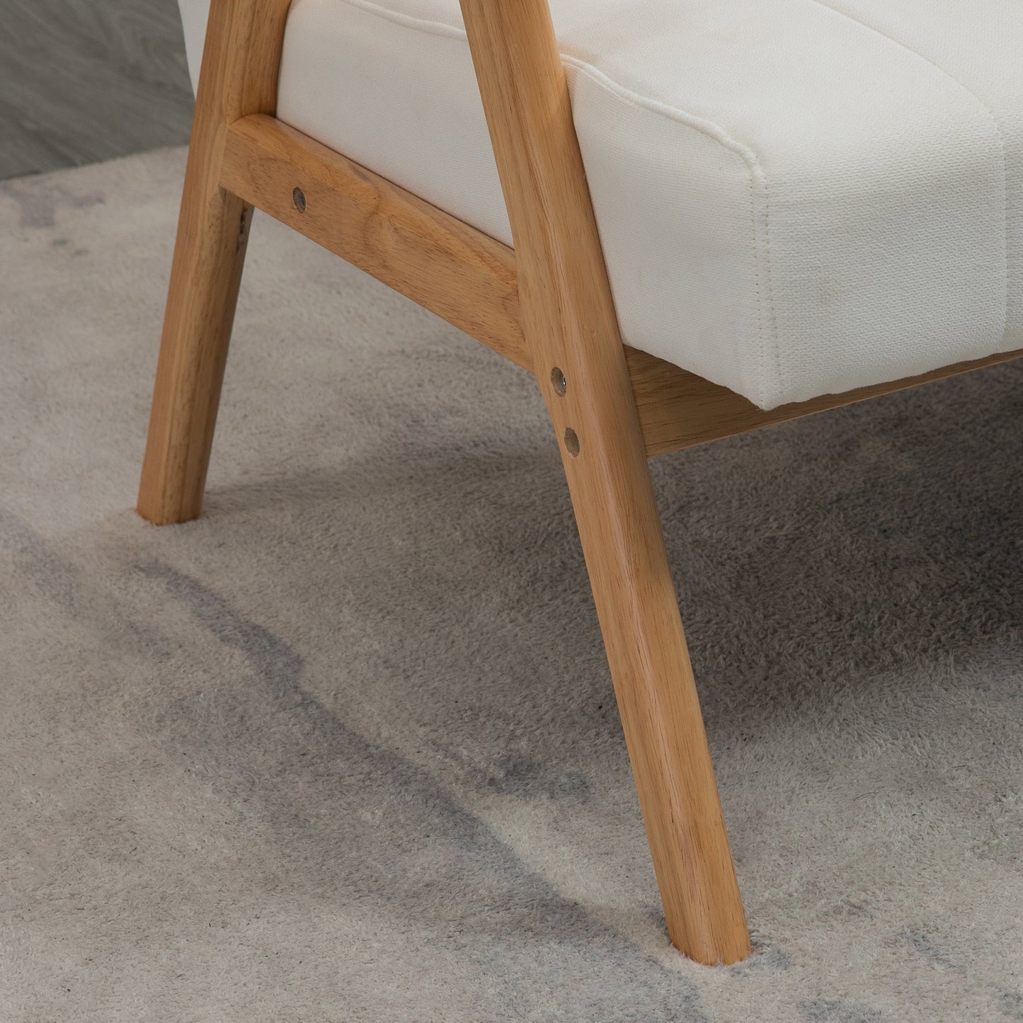 HOMCOM Sofá de 2 Plazas Moderno Sofá de Salón Decorativo Tapizado en Poliéster con Asiento Acolchado y Patas de Madera para Dormitorio Carga 200 kg 130x74x82 cm Crema