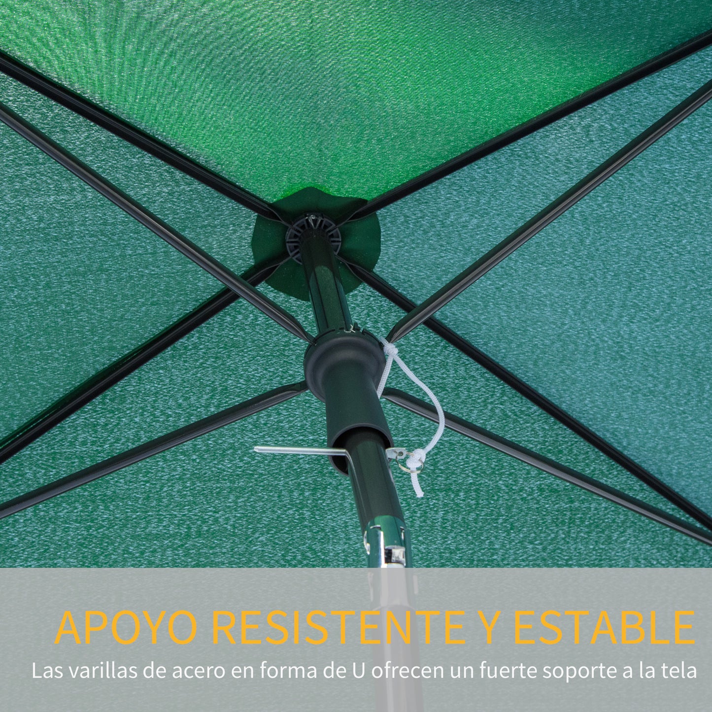 Outsunny Sombrilla de Jardín de Aluminio 198x130x245 cm Parasol de Jardín Rectangular con Función de Inclinación para Terraza Patio Exterior Verde