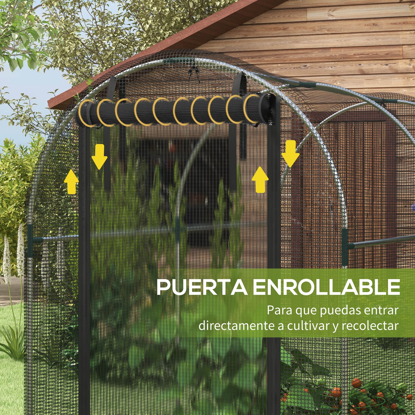 Outsunny Jaula de Cultivo Jaula de Protección con 1 Puerta con Cremallera Soportes y Anti-UV para Proteger las Plantas en Patio Jardín Terraza 120x240x188 cm Negro