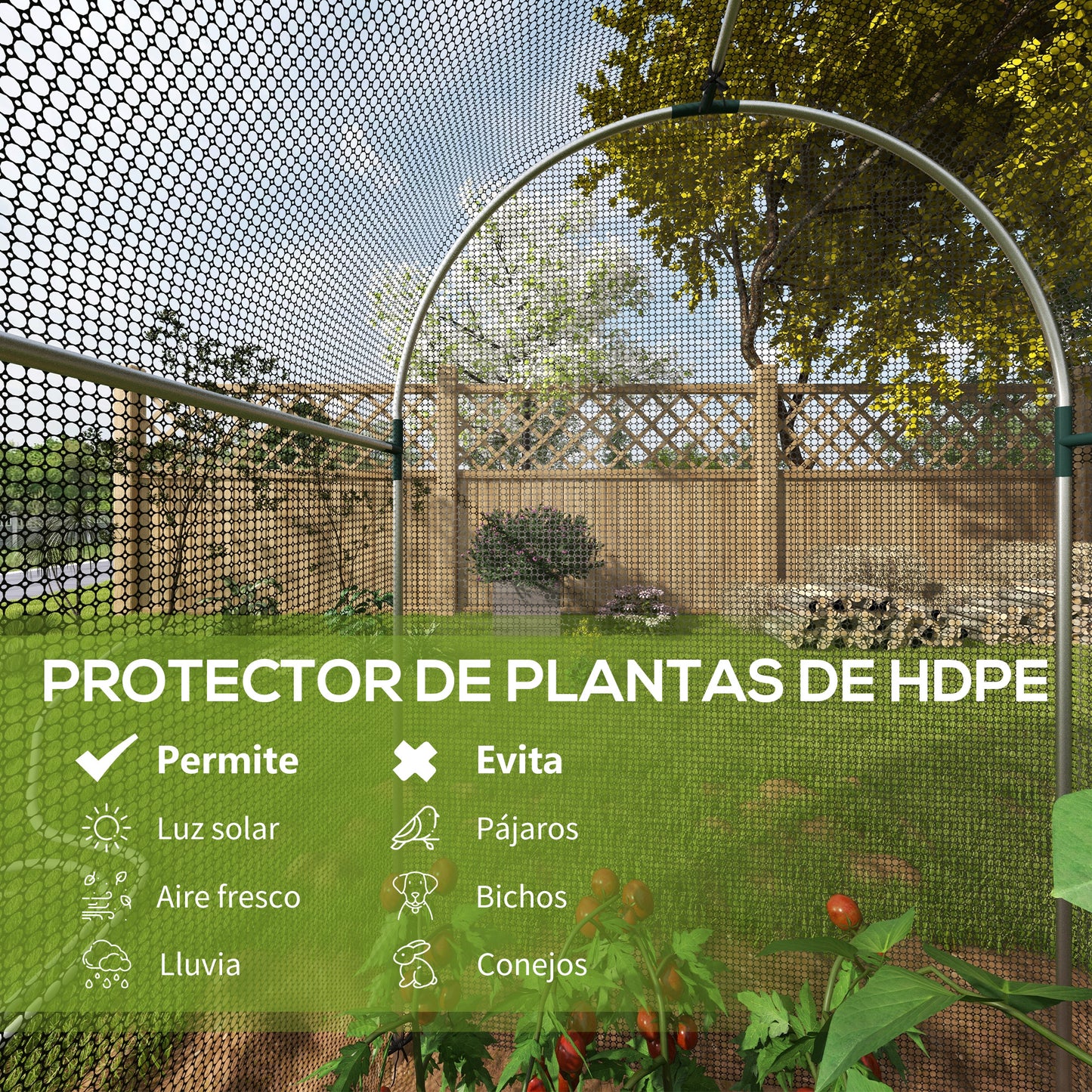 Outsunny Jaula de Cultivo Jaula de Protección con 1 Puerta con Cremallera Soportes y Anti-UV para Proteger las Plantas en Patio Jardín Terraza 120x240x188 cm Negro