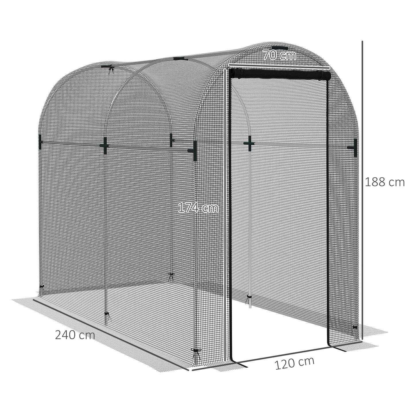 Outsunny Jaula de Cultivo Jaula de Protección con 1 Puerta con Cremallera Soportes y Anti-UV para Proteger las Plantas en Patio Jardín Terraza 120x240x188 cm Negro