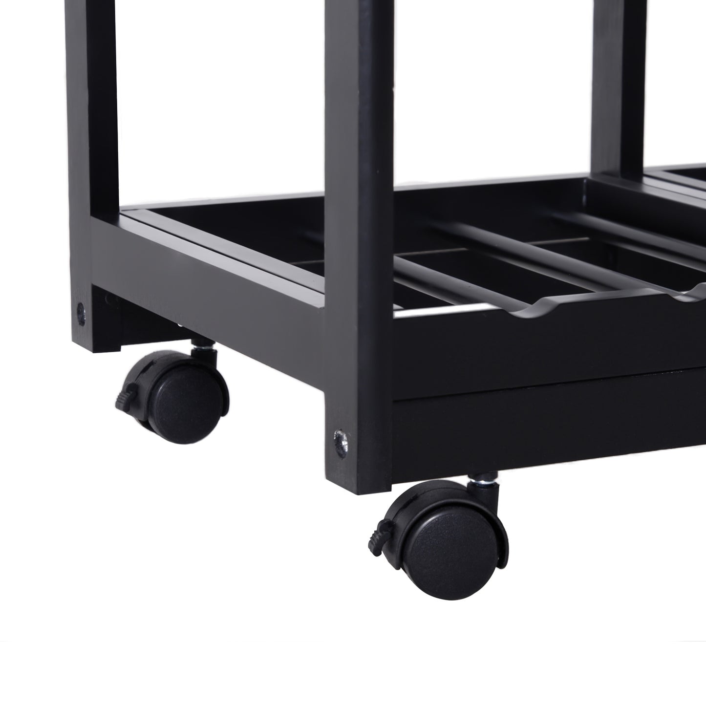 HOMCOM Carrito Auxiliar con Ruedas Carrito Verdulero Carro de Cocina con 2 Cajones 2 Cestas y 2 Estantes para Comedor 74x37x76 cm Negro