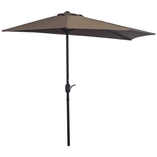 Outsunny Sombrilla 269x138x236 cm Parasol de Jardín con Manivela y Forma Semicircular para Exterior Terraza Patio Piscina Café