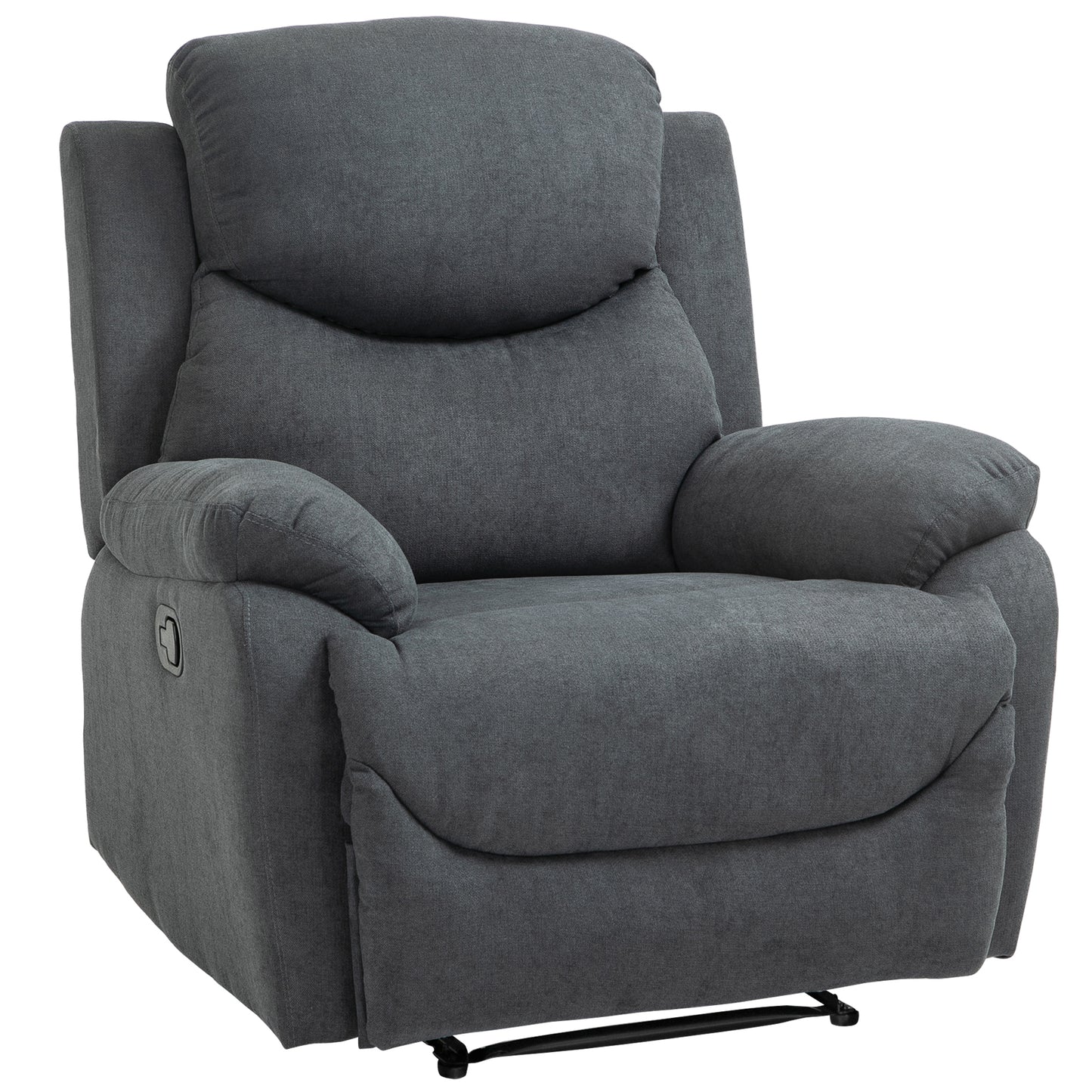 HOMCOM Sillón Reclinable de Salón Sillón Relax Reclinable Manual con Reposabrazos y Reposapiés Carga 150 kg Sofá Relax para Salón Dormitorio Gris