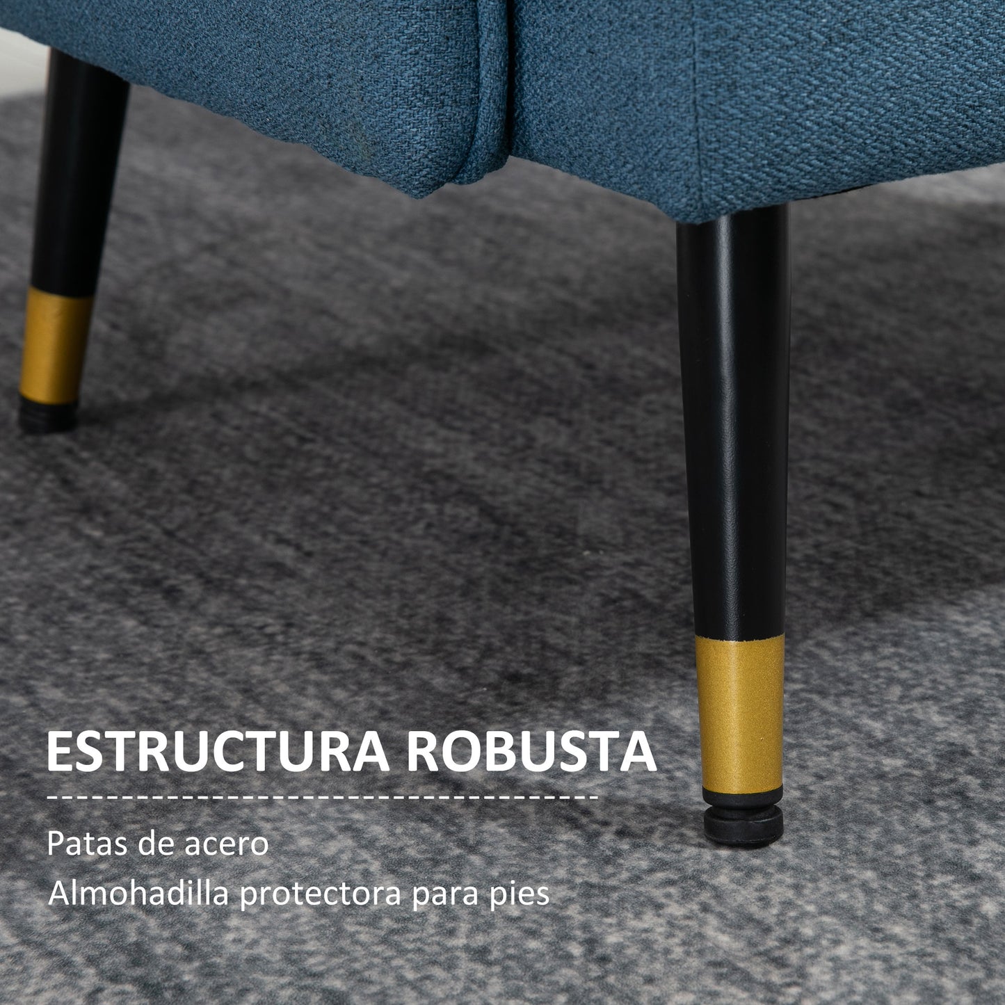 HOMCOM Butaca de Salón Sillón Relax con Reposabrazos Asiento Acolchado y Patas de Acero Sofá Individual de Moderno para Dormitorio 76x68x80 cm Azul Oscuro