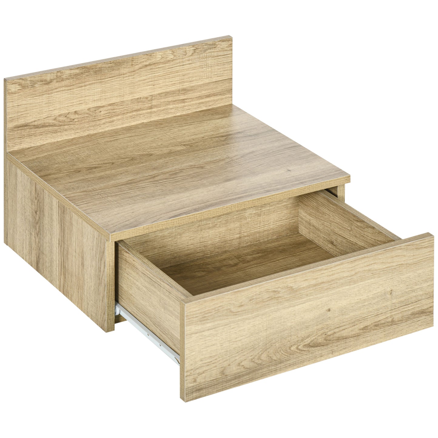 HOMCOM 2 Mesitas de Noche Flotantes Juego de 2 Mesillas de Noche de Pared con Cajón de Almacenamiento para Dormitorio Habitación Hogar 43x36,5x30,5 cm Natural