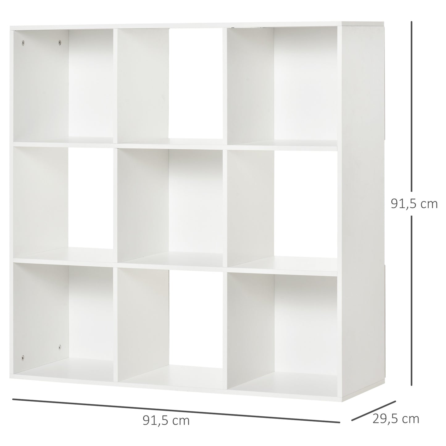 HOMCOM Estantería Librería 3 Niveles Armario de Almacenamiento 9 Cubos Estantería de Pie Separador de Habitación Estante de Exposición 91,5x29,5x91,5cm Madera