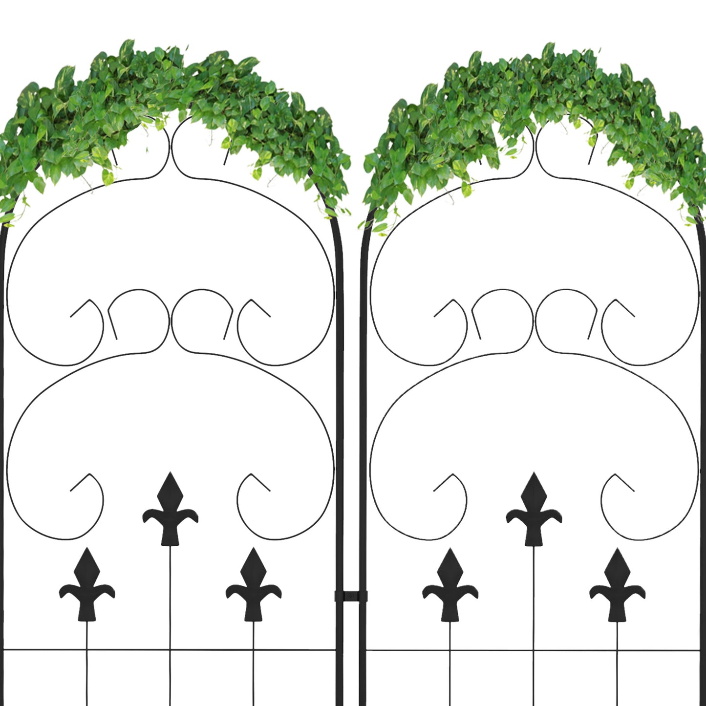 Outsunny Juego de 2 Enrejados de Jardín Soportes para Enredaderas de Acero con Antióxido para Flores Plantas y Decoración Exterior Patio Terraza 45x150 cm Negro