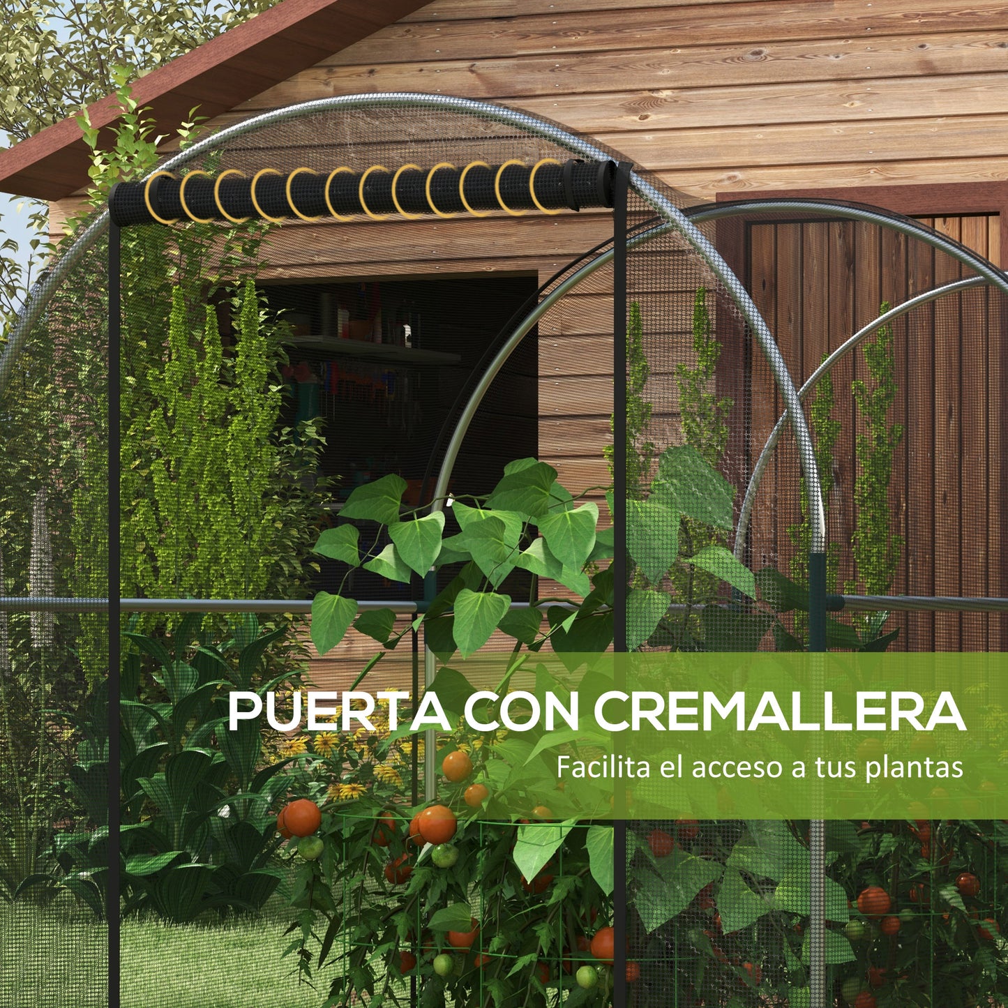 Outsunny Jaula de Cultivo Jaula de Protección con Soportes Puerta con Cremallera y Anti-UV para Proteger las Plantas en Jardín Terraza Patio 120x300x146 cm Negro