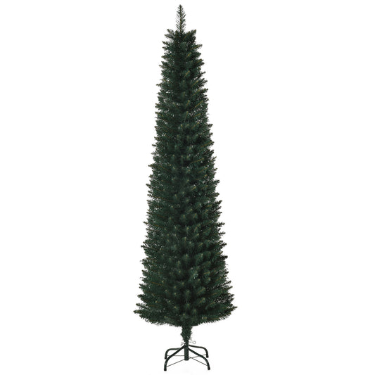 HOMCOM Árbol de Navidad Artificial Altura 180 cm Ignífugo con 380 Ramas Hojas de PVC Base Plegable y Soporte Metálico Decoración Navideña para Interiores Ø56x180 cm Verde