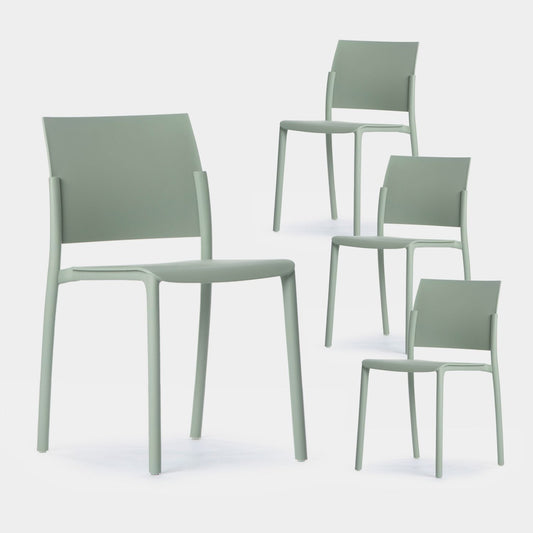 Pack 4 sillas de comedor en polipropileno verde Jeven -  Klast